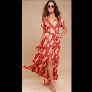 Lulus Wrap Maxi Dress -Rust color